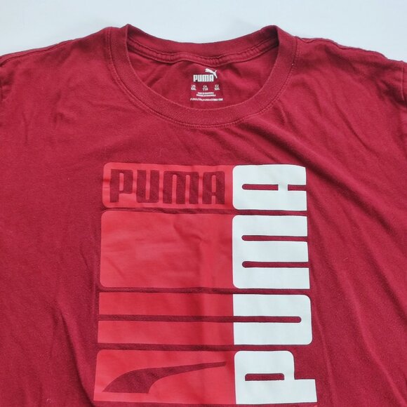 Puma short sleeve cotton T-shirt red with graphic design men's size XL - Picture 2 of 8